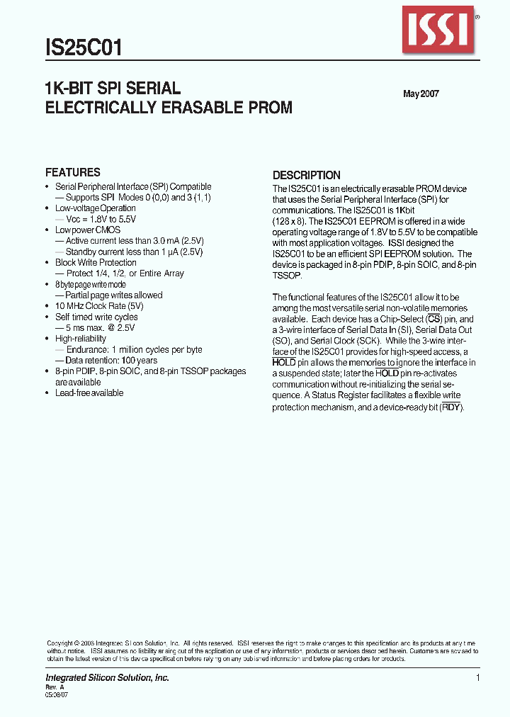 IS25C01-2PLI_1670624.PDF Datasheet