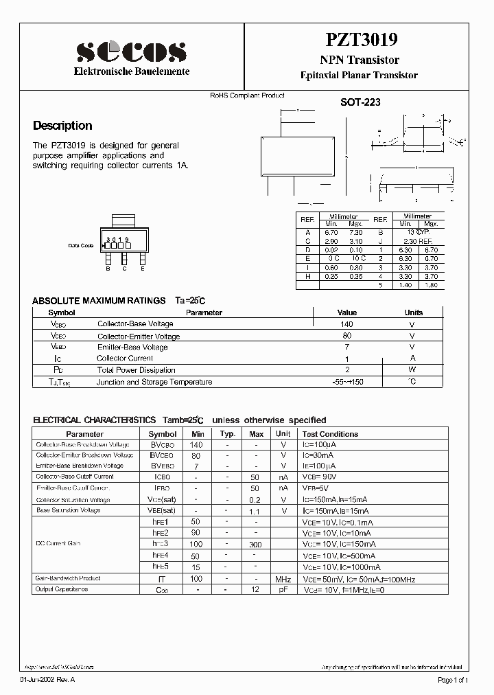 PZT3019_1881910.PDF Datasheet