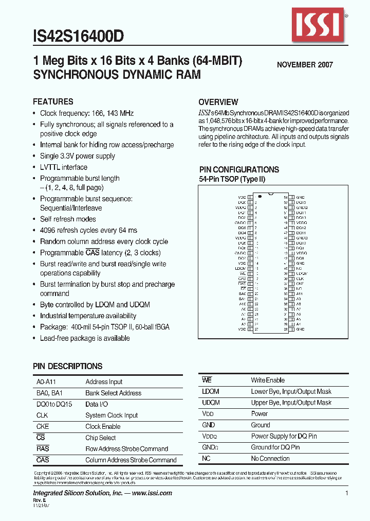 IS42S16400D-6BLI_1751277.PDF Datasheet