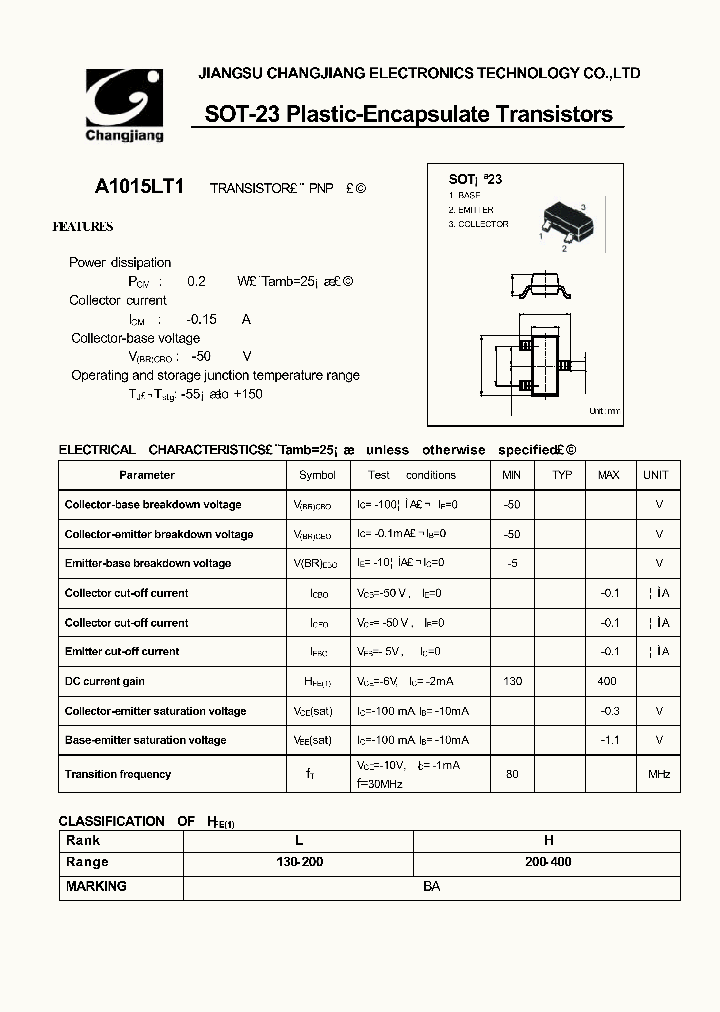 A1015LT1-SOT-23_1785624.PDF Datasheet