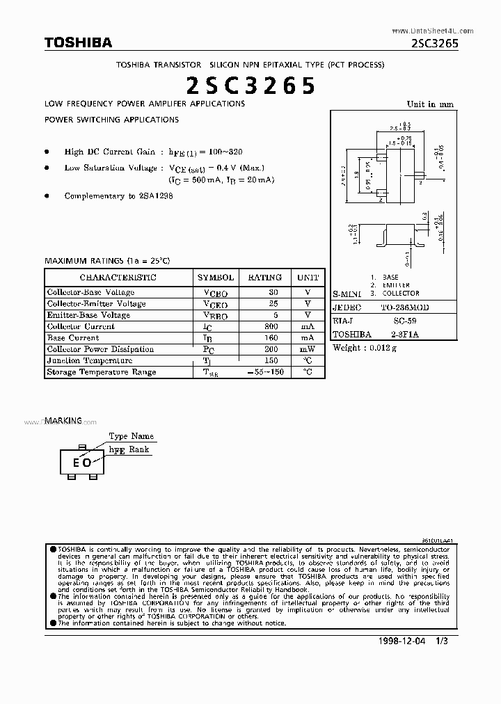 C3265_1886830.PDF Datasheet Download --- IC-ON-LINE