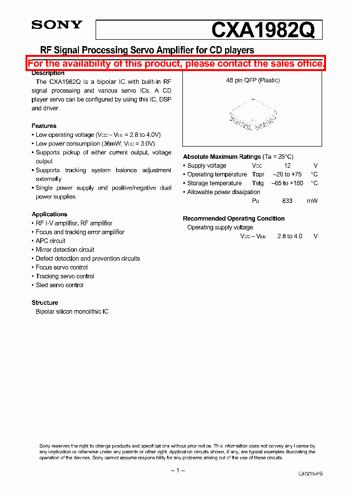 CXA1982Q_1924329.PDF Datasheet