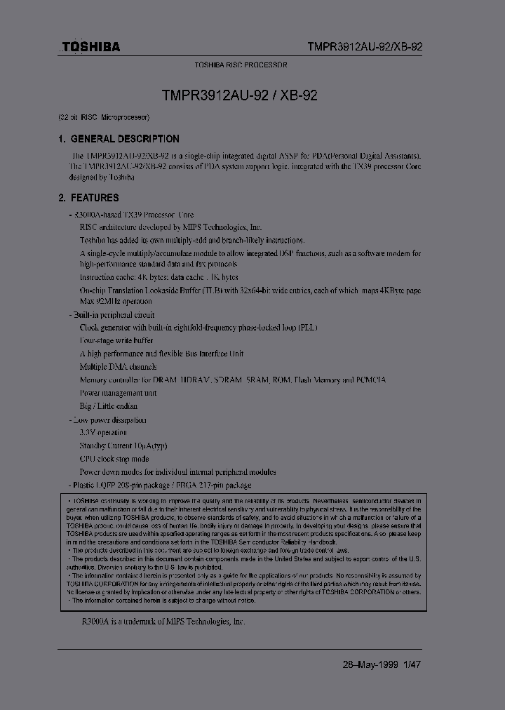 TMPR3912AU-92_1932176.PDF Datasheet