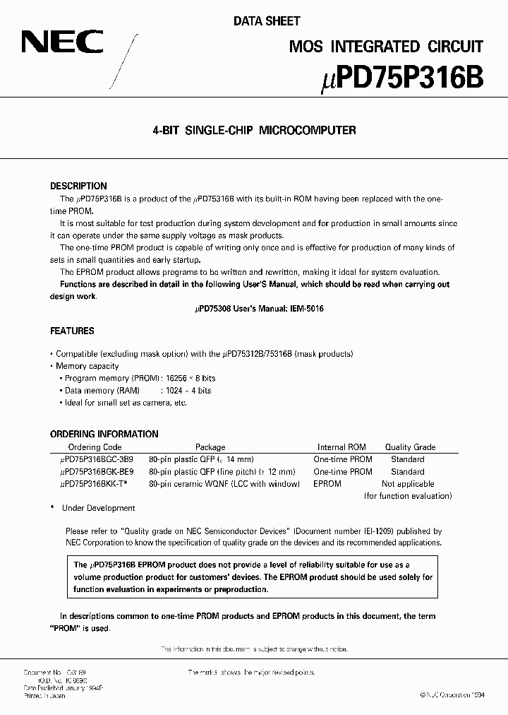 UPD75P316BGK-BE9_1981513.PDF Datasheet