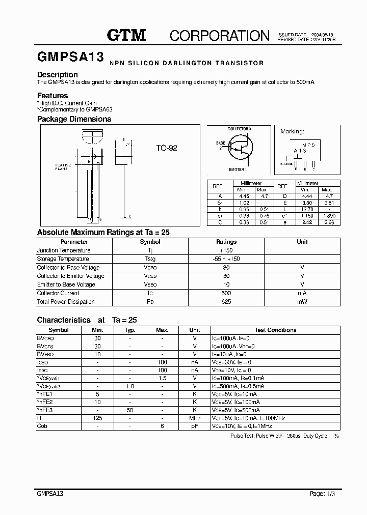 GMPSA13_1992867.PDF Datasheet