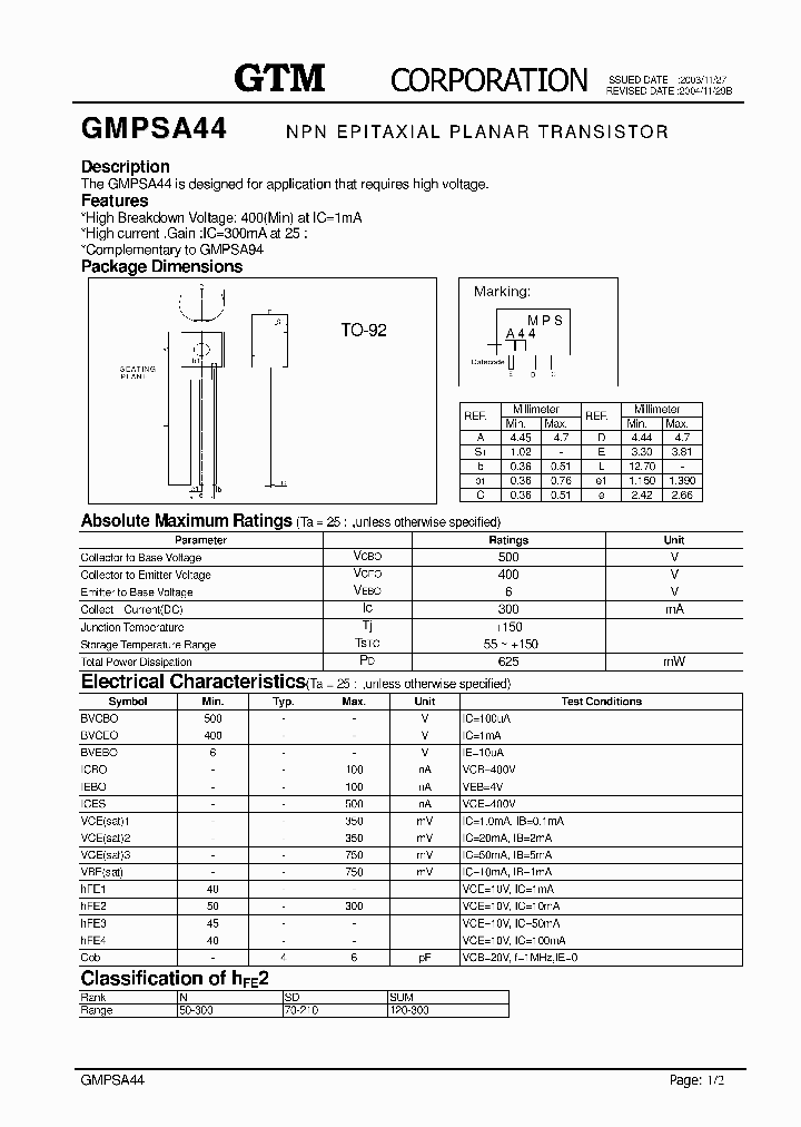 GMPSA44_1992879.PDF Datasheet