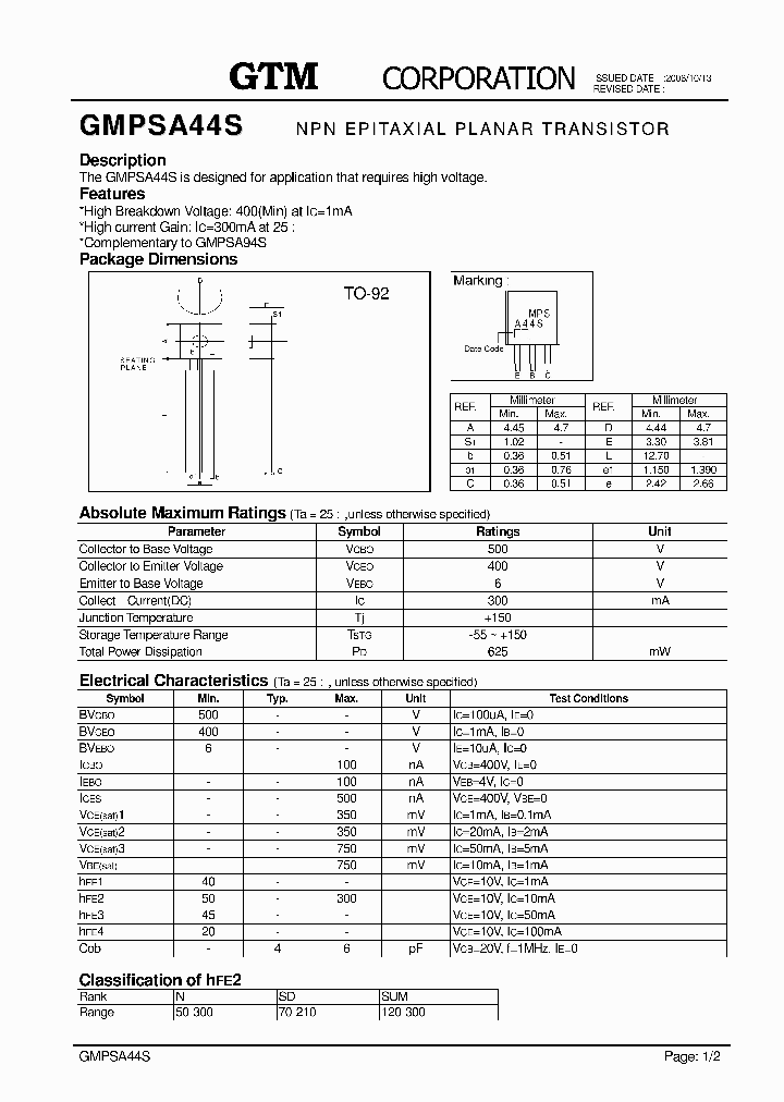 GMPSA44S_1992881.PDF Datasheet