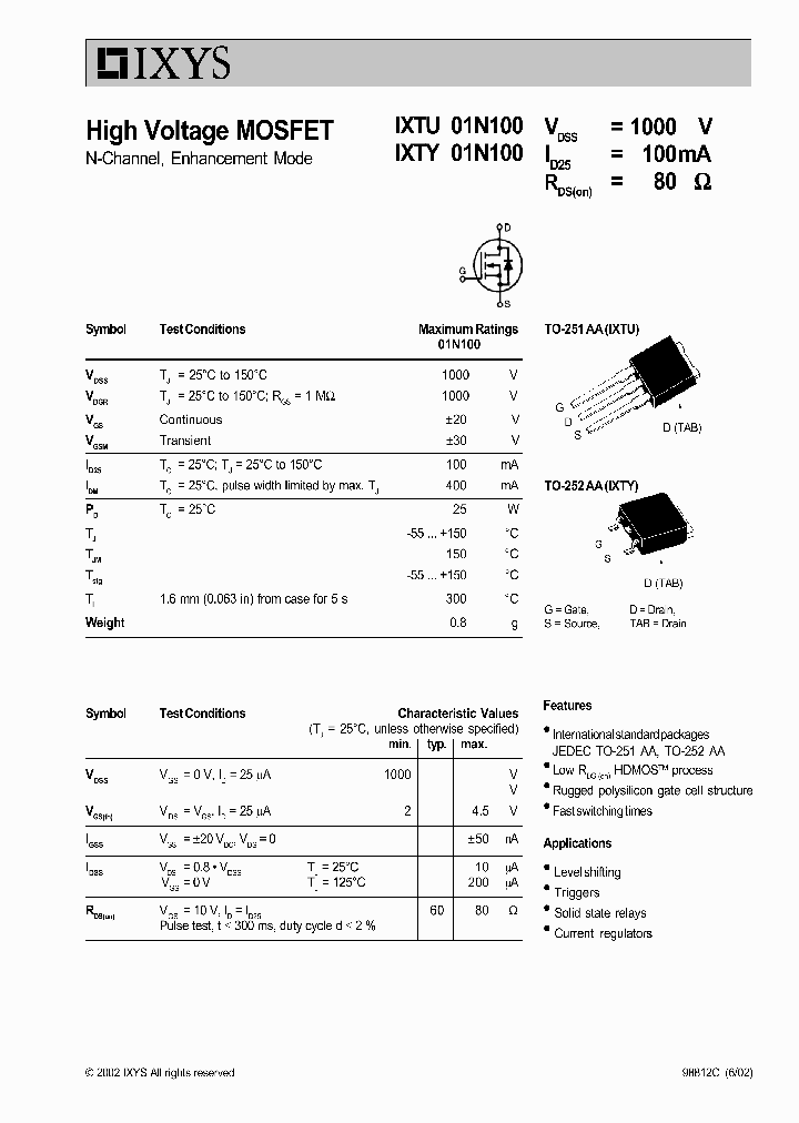 IXTY01N100_2041617.PDF Datasheet