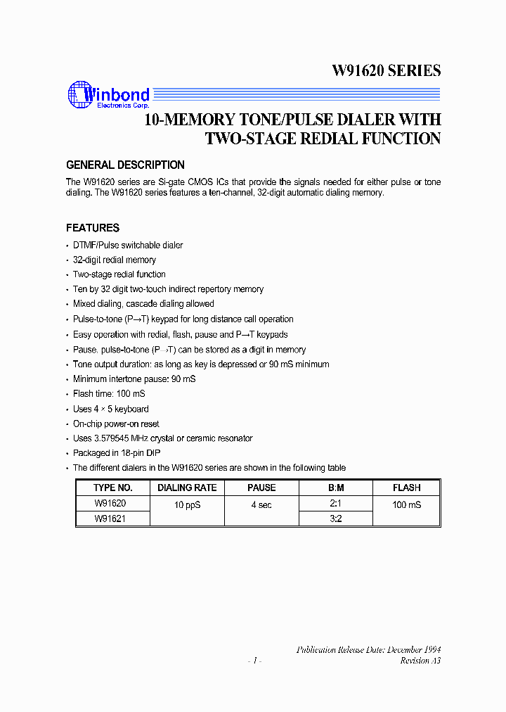 W91620_2094731.PDF Datasheet