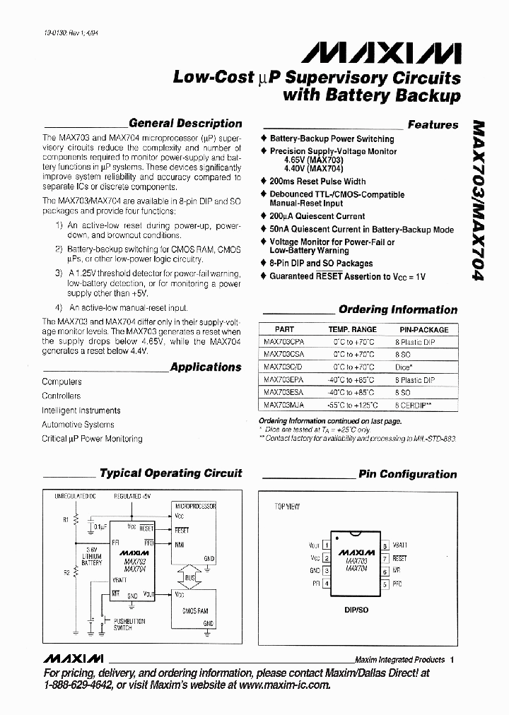 MAX703_2098361.PDF Datasheet