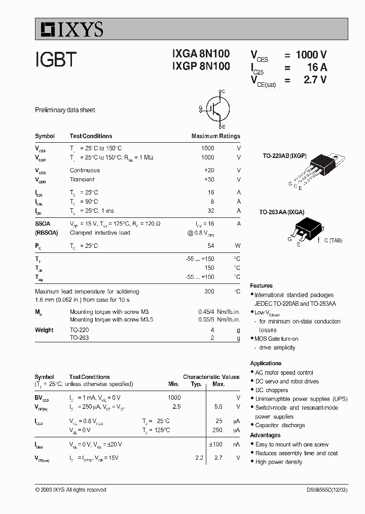 IXGP8N100_2102967.PDF Datasheet