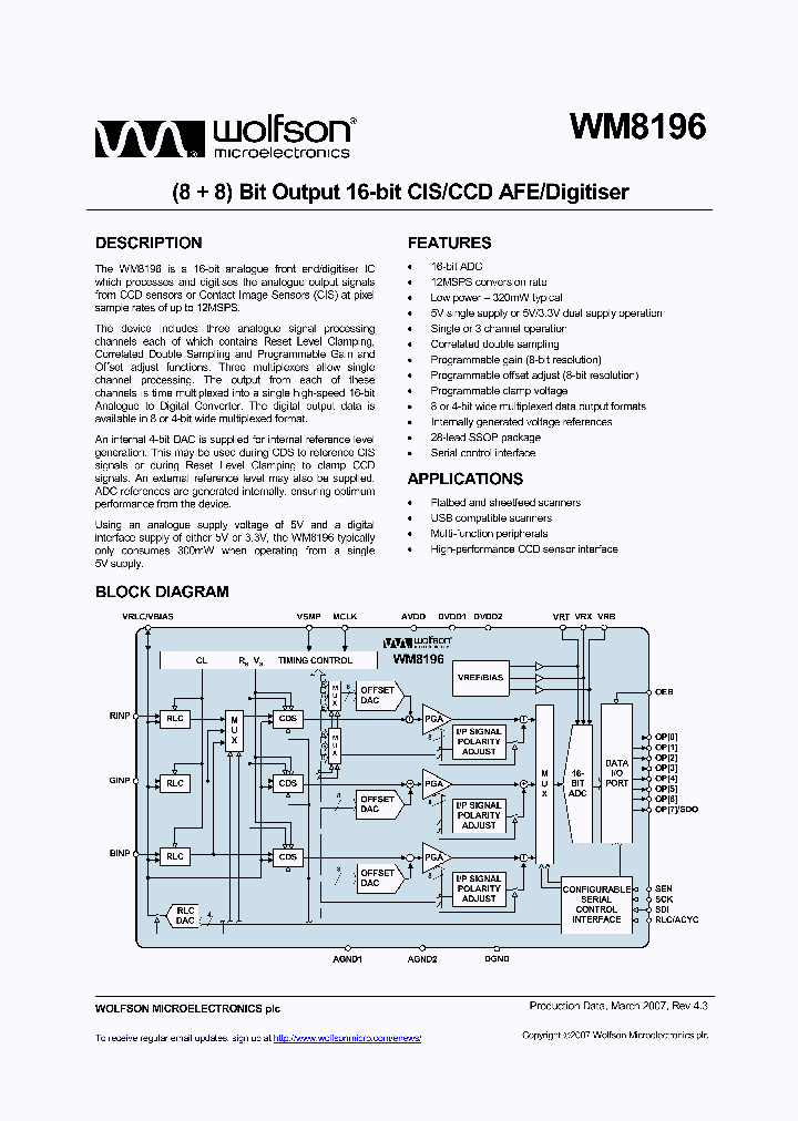 WM8196SCDSR_2103424.PDF Datasheet