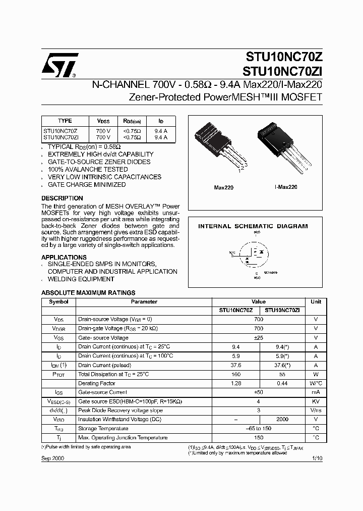 STU10NC70Z_2125965.PDF Datasheet