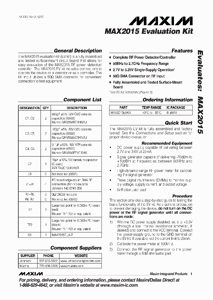 MAX2015EVKIT_2127754.PDF Datasheet