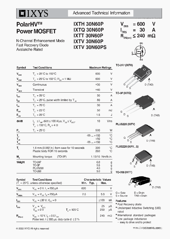 IXTQ30N60P_2151399.PDF Datasheet