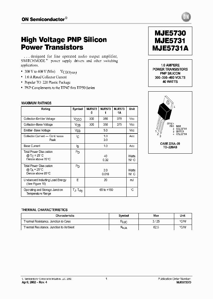 MJE5730-D_2171386.PDF Datasheet