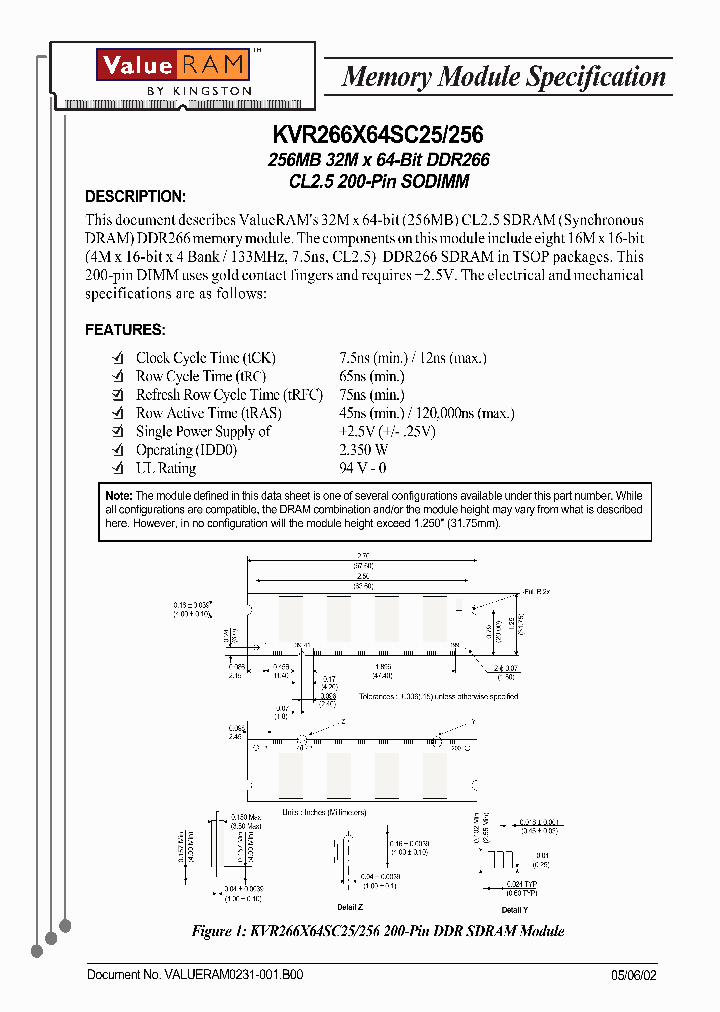 KVR266X64SC25256_2243944.PDF Datasheet