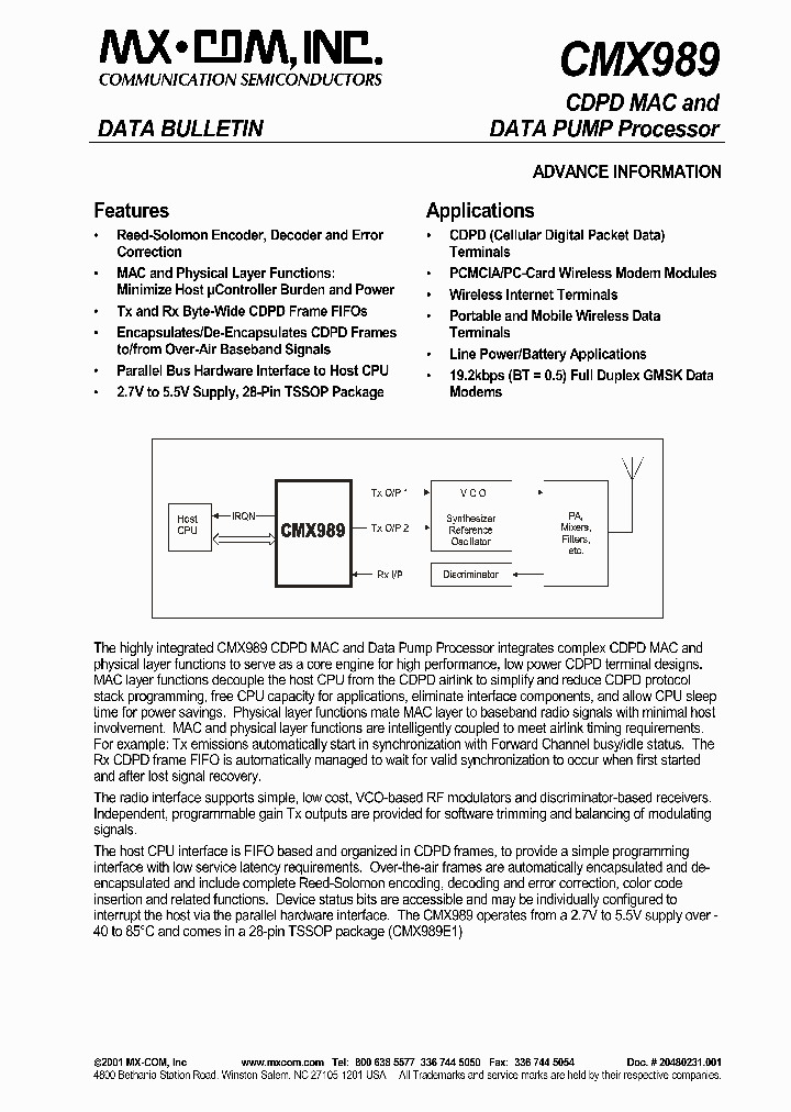 CMX989_2295645.PDF Datasheet