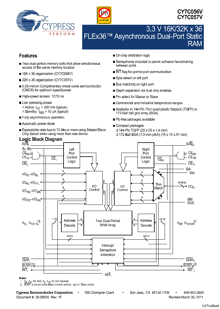 CY7C057V-15AXC_2319385.PDF Datasheet