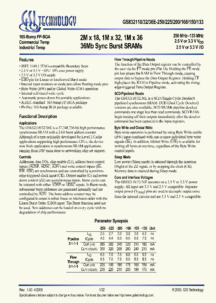 GS832118GE-166_2377352.PDF Datasheet