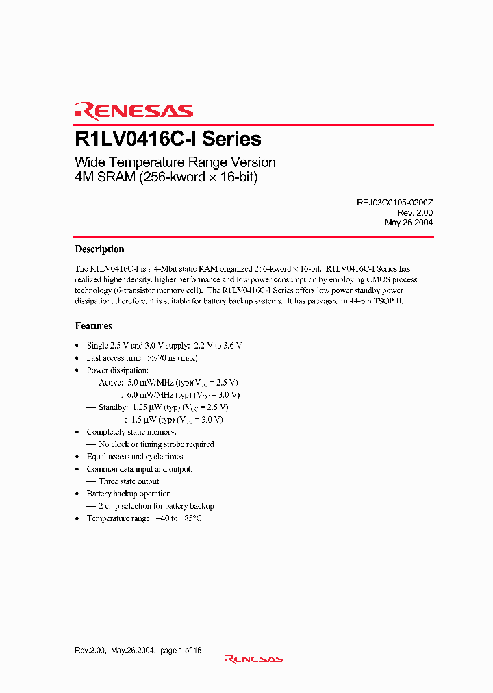 R1LV0416CSB-7LI_2389066.PDF Datasheet