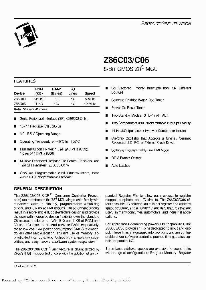 Z86C06-12PEC_2405510.PDF Datasheet