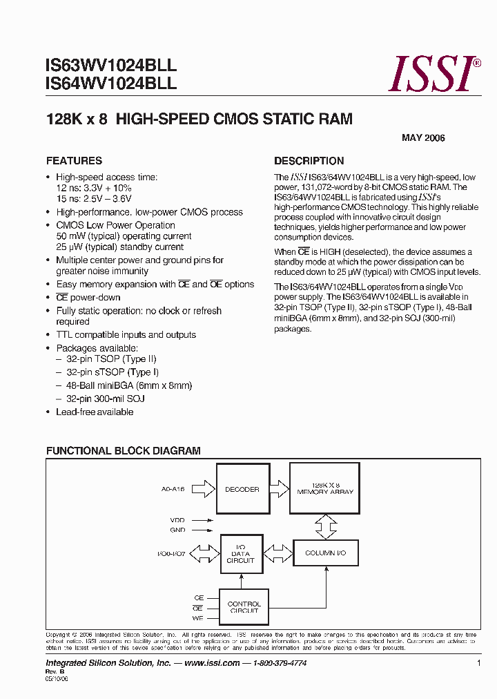 IS64WV1024BLL-15BLA3_2487725.PDF Datasheet