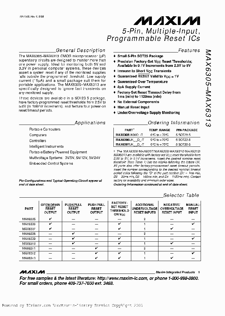 MAX6310UK49D4T_2726178.PDF Datasheet