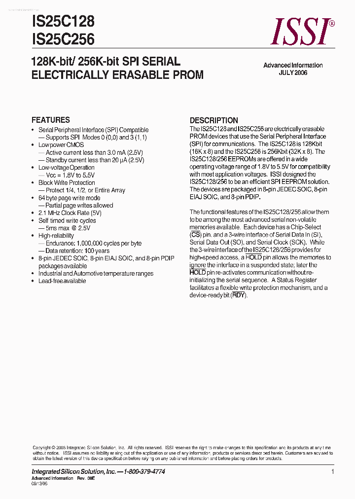 IS25C256_2769196.PDF Datasheet