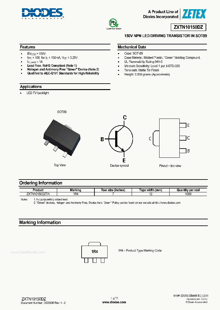 ZXTN10150DZ_2773358.PDF Datasheet