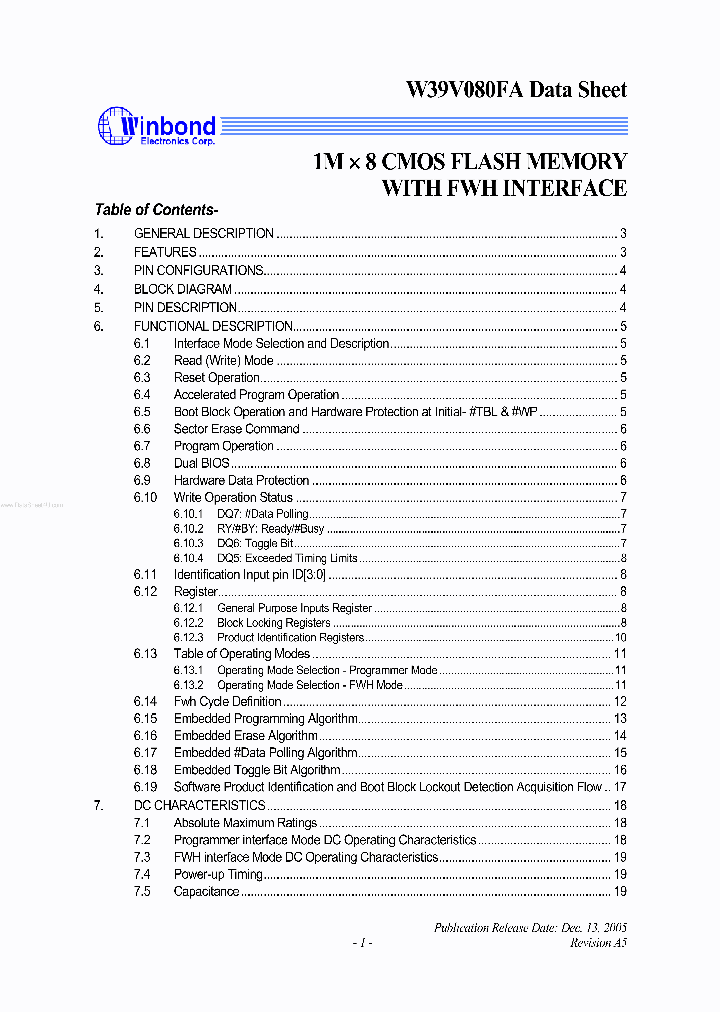 W39V080FA_2780400.PDF Datasheet