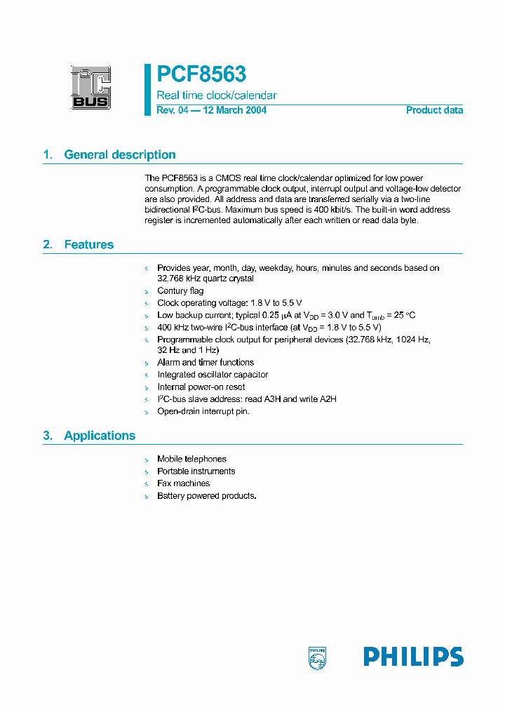 PCF8563PF4_2783534.PDF Datasheet