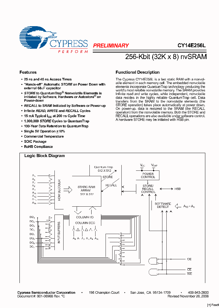 CY14E256L-SZ25XCT_2802887.PDF Datasheet