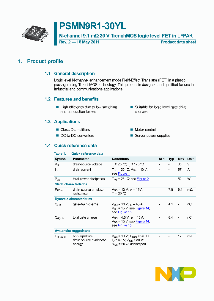 PSMN9R1-30YL_2891888.PDF Datasheet