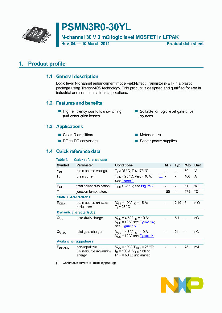 PSMN3R0-30YL_2910448.PDF Datasheet