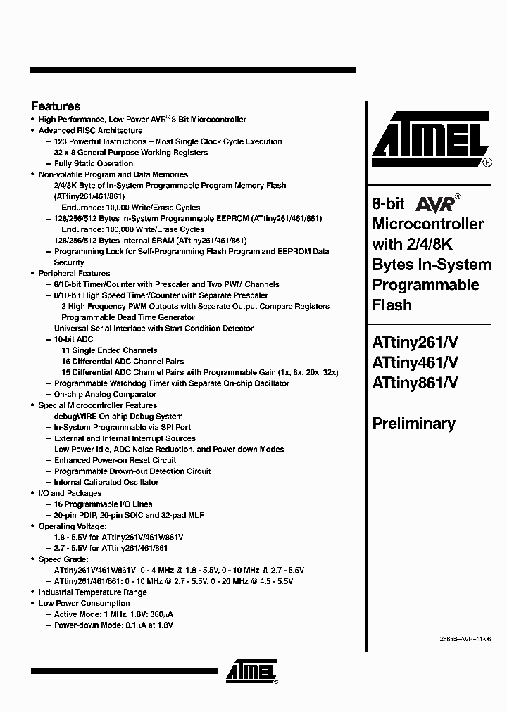 ATTINY261V-10SU_2923508.PDF Datasheet