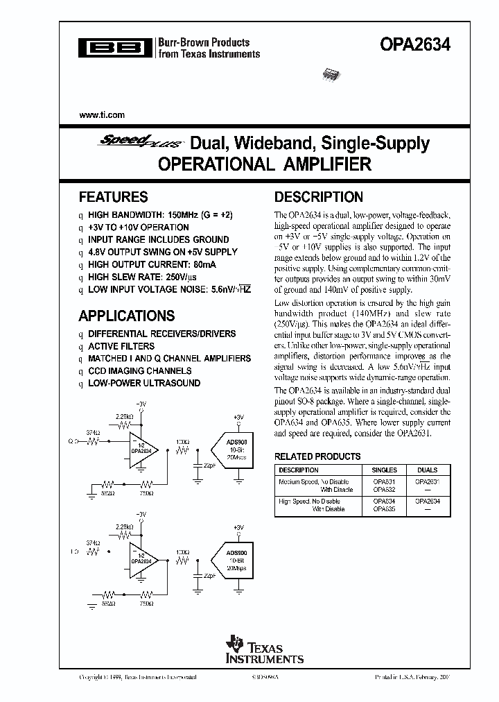 OPA2634U2K5_2956084.PDF Datasheet