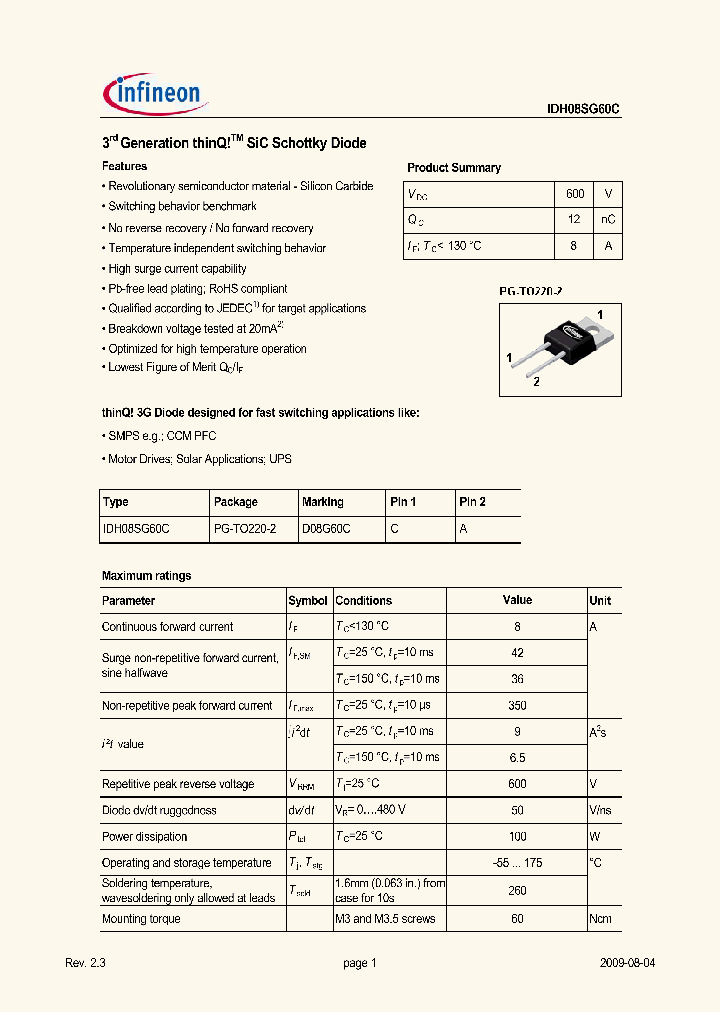 IDH08SG60C_2991182.PDF Datasheet