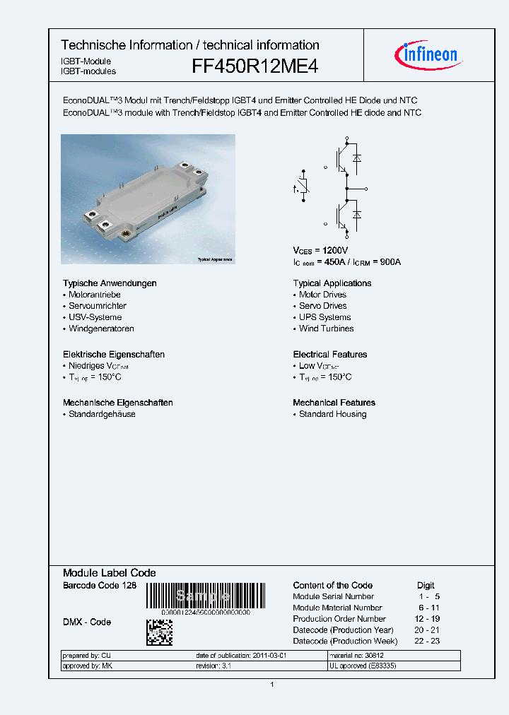 FF450R12ME4_3013156.PDF Datasheet