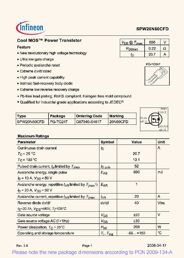 SPW20N60CFD08_3065145.PDF Datasheet