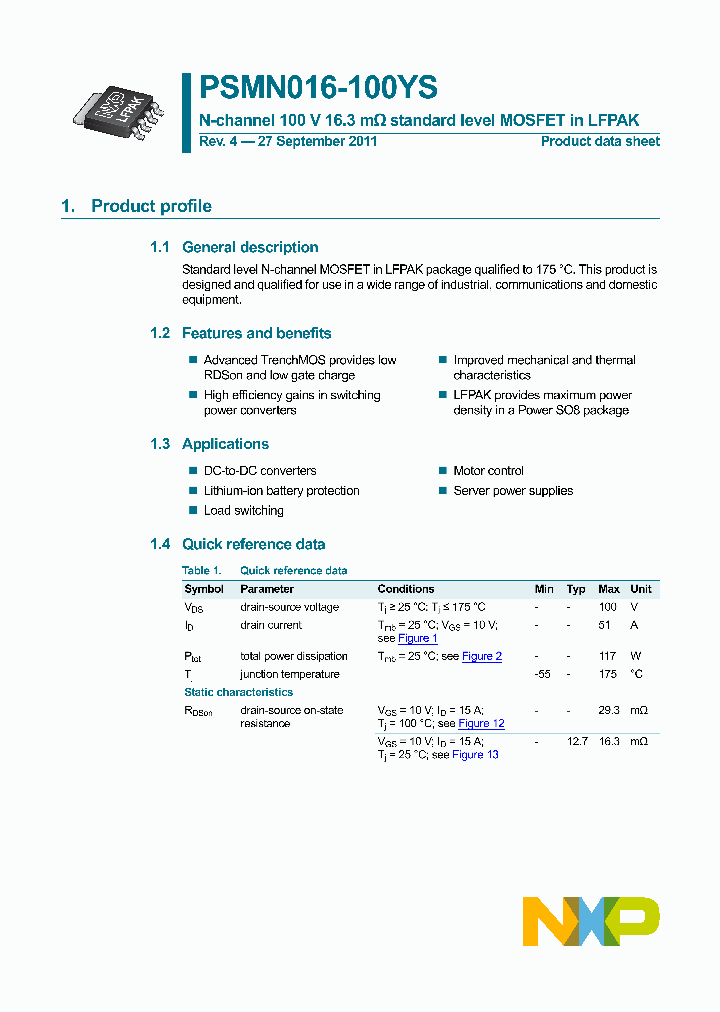 PSMN016-100YS_3092653.PDF Datasheet