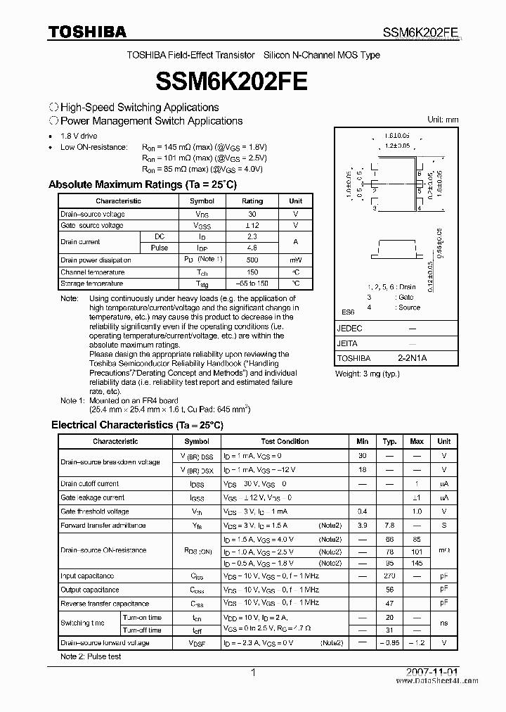 SSM6K202FE_3150855.PDF Datasheet