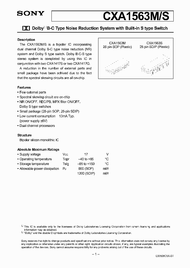 CXA1563M_3160562.PDF Datasheet