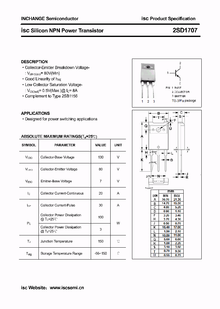 2SD1707_3161156.PDF Datasheet