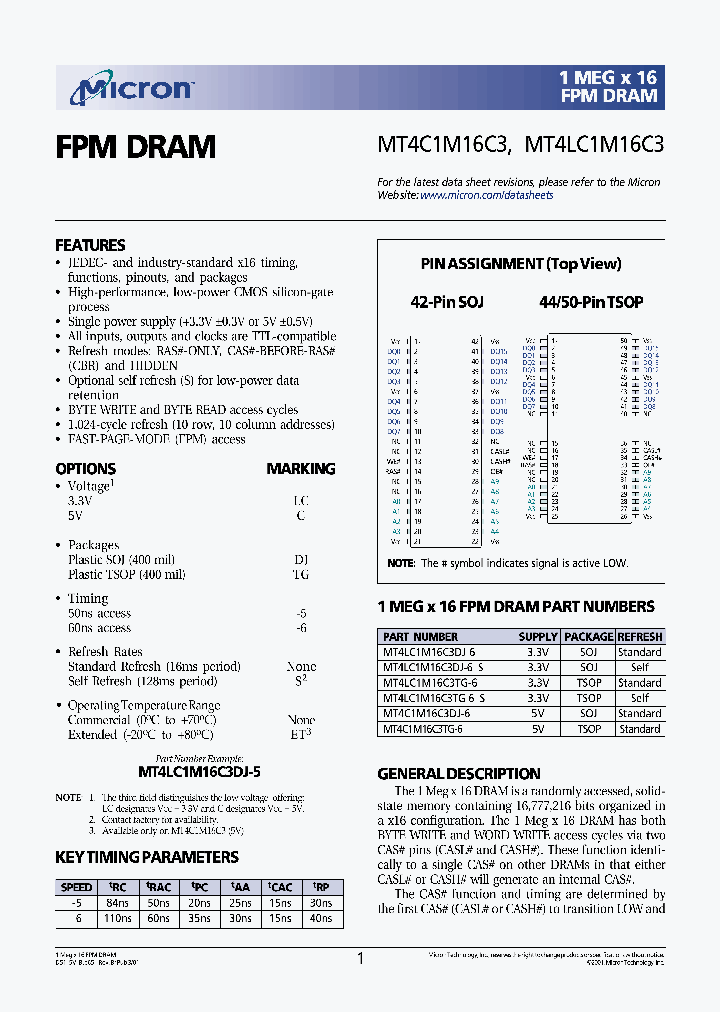 MT4LC1M16C3TG-6S_3164192.PDF Datasheet