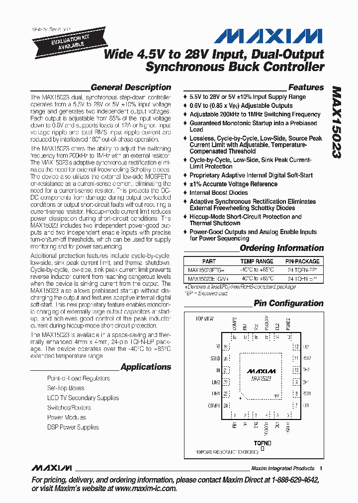 MAX15023ETG_3168563.PDF Datasheet