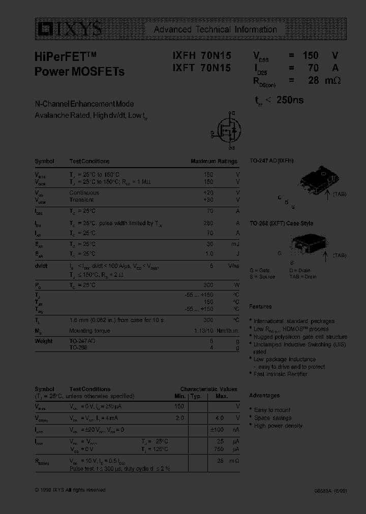 IXFH70N15_3186675.PDF Datasheet