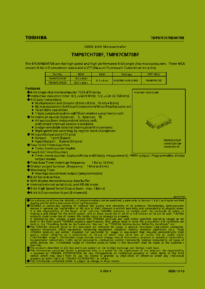 TMP87CH70BF_3198022.PDF Datasheet
