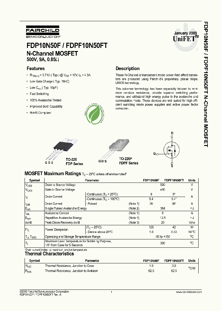 FDP10N50F_3200573.PDF Datasheet