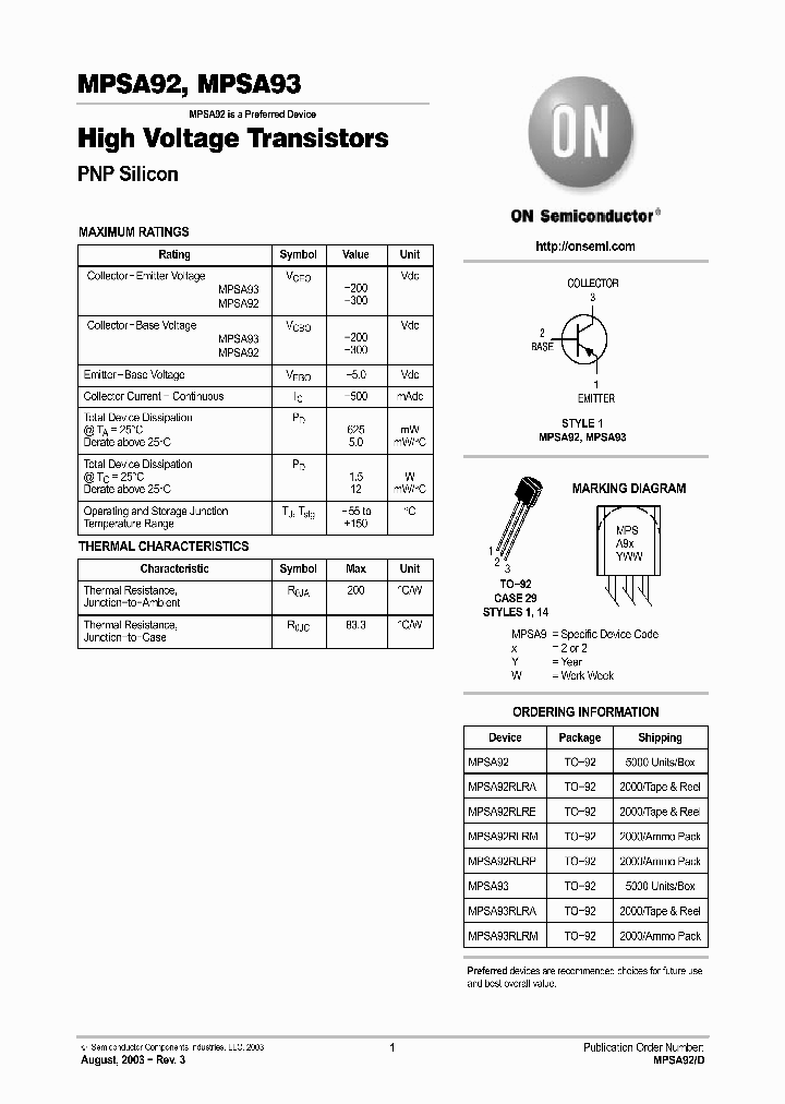 MPSA92RL1_3231424.PDF Datasheet